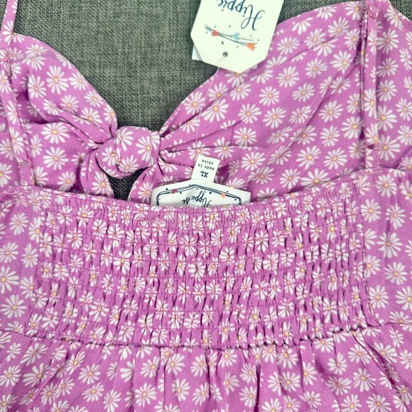 NEW! Hippie Rose Floral Top Lavender Front Tie XL Strappy Tank Rayon Adjustable - Picture 11 of 14